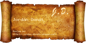Jordán Donát névjegykártya